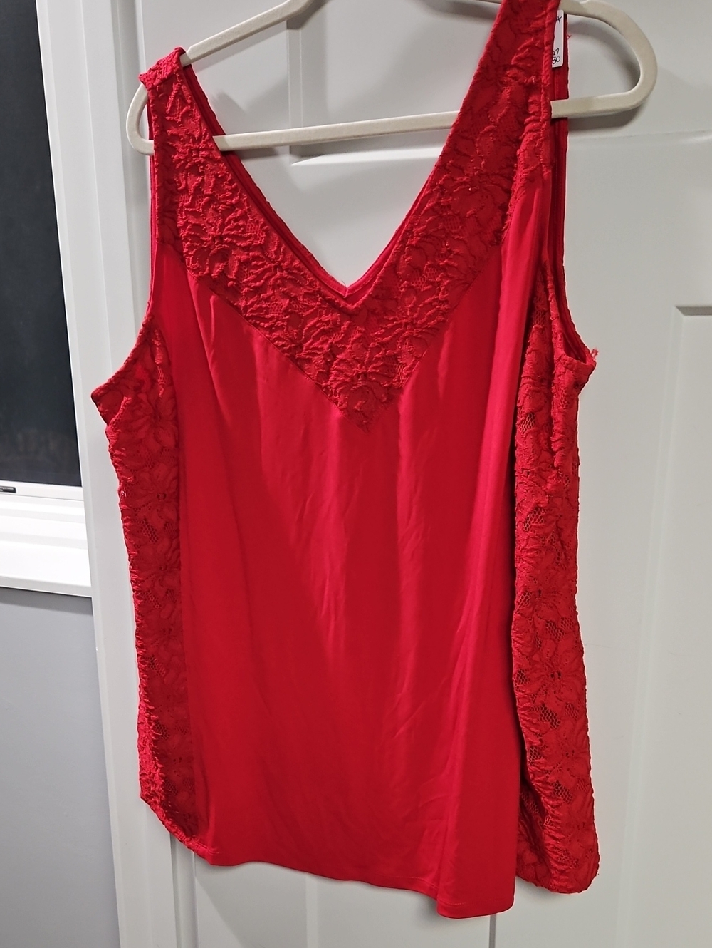 Lane Bryant Red Lace Trim V-Neck Chemise Top
